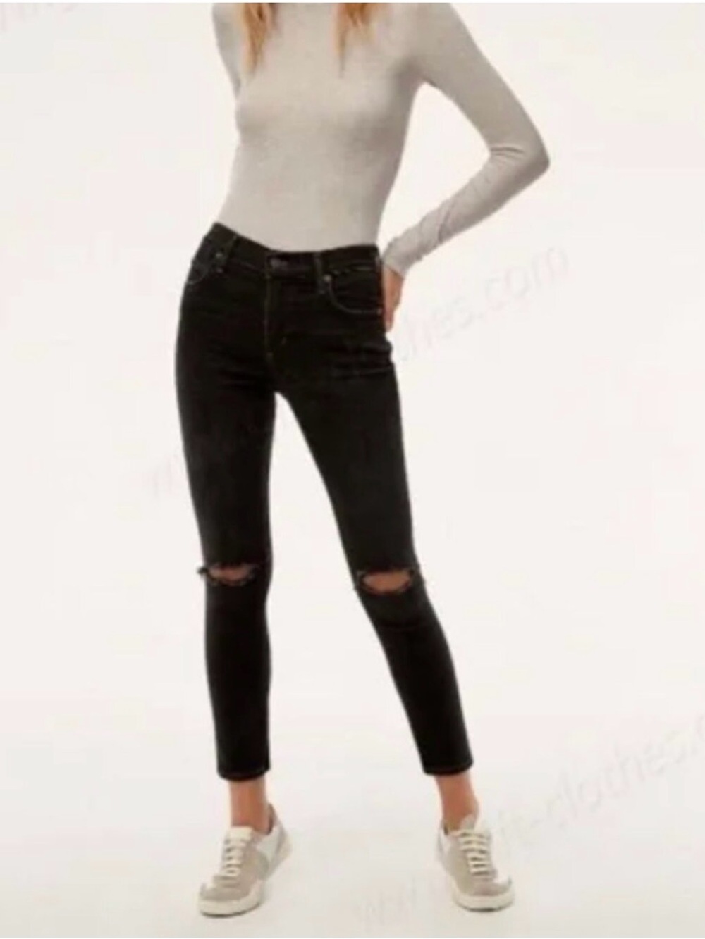 Citizens Of Humanity Black Knee-Ripped Skinny Jeans
